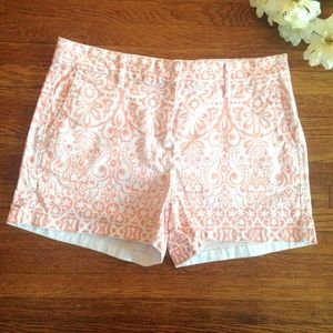 ELLE Peach Floral Baroque Patterned Chino Shorts 2